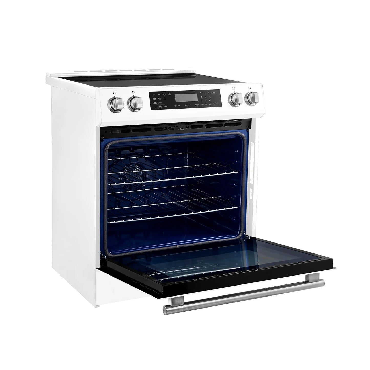 Forno 5-Piece Appliance Package - 30-Inch Induction Range, Under Cabinet Range Hood, Refrigerator with Water Dispenser, Dishwasher, and 30-Inch Microwave Oven in White with Antique Brass Trim - APW5-905-30WHT-MWO30