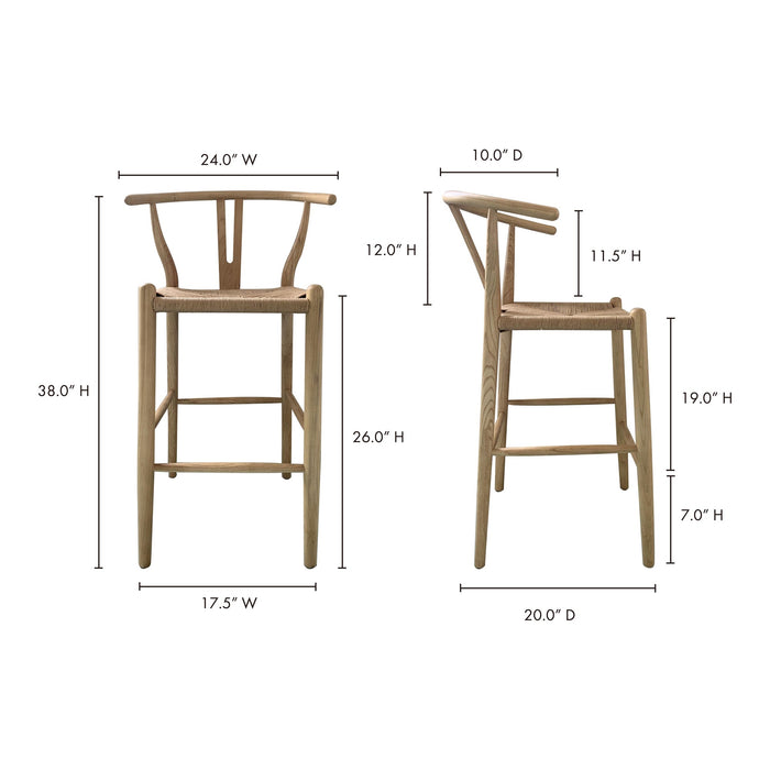 Moe's Home Collection Ventana Counter Stool Natural FG-1018-24