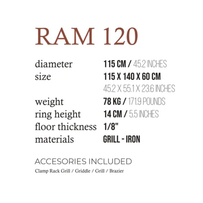 Fogues TX Ram 120 Open Fire Argentine Charcoal Grill - FJL-RAM-003