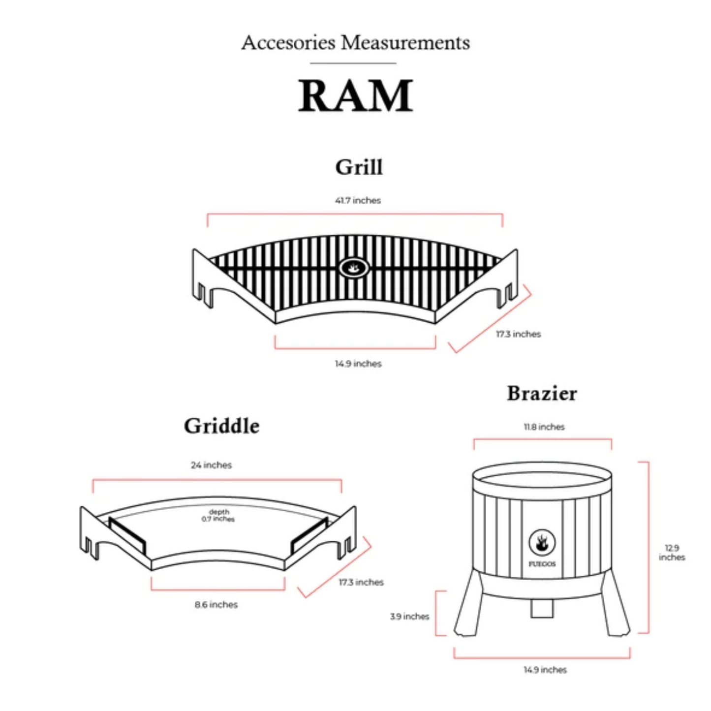 Fogues TX Ram 120 Open Fire Argentine Charcoal Grill - FJL-RAM-003