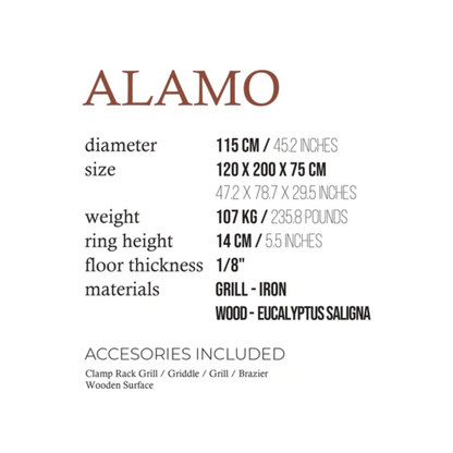Fogues TX Alamo 120 Open Fire Argentine Wood and Charcoal Grill - FJL-ALA-003