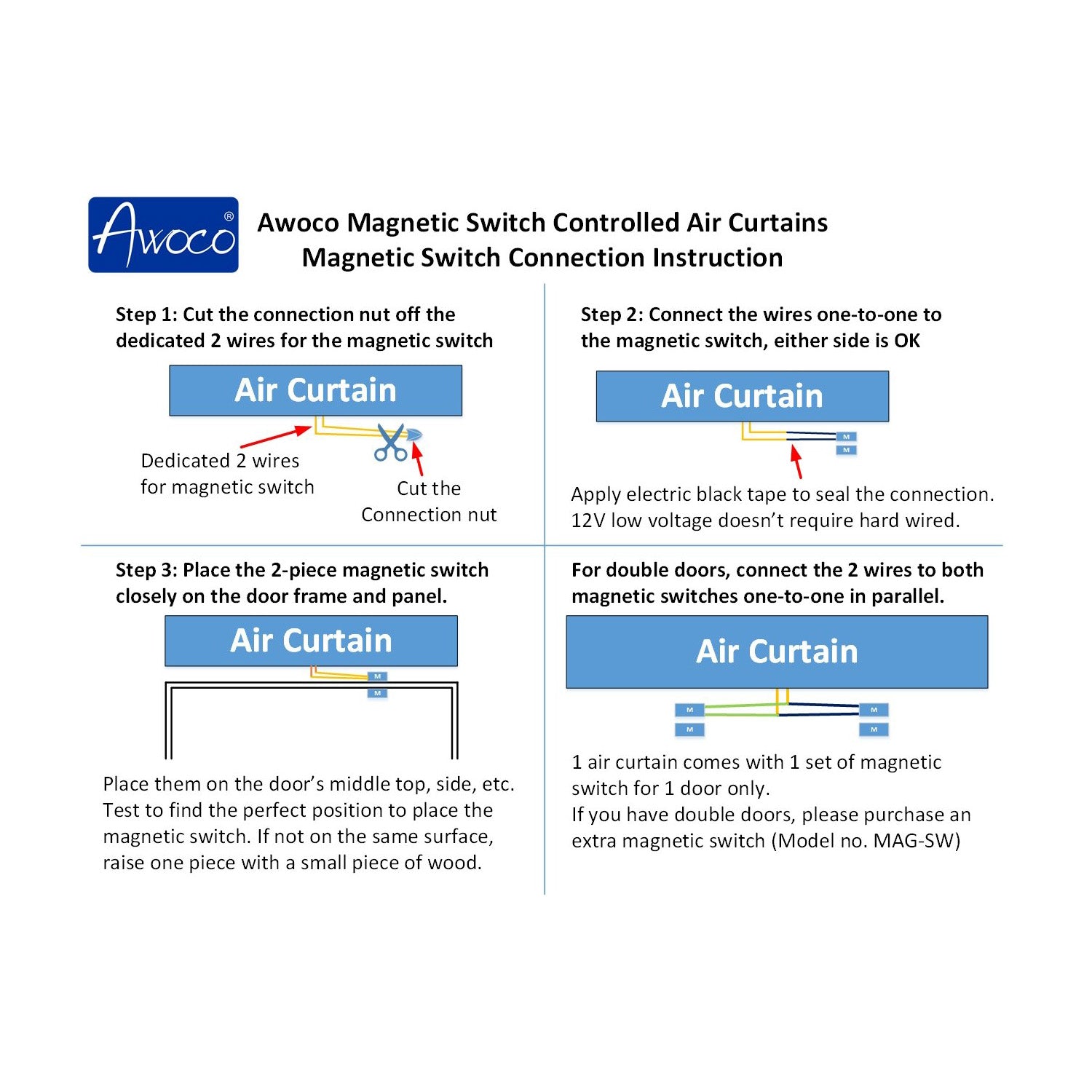 Awoco FM15-ETL Super Power 1 Speed Commercial Indoor Air Curtain, 120V Unheated, ETL Sanitation Listed - FM1509-ETL