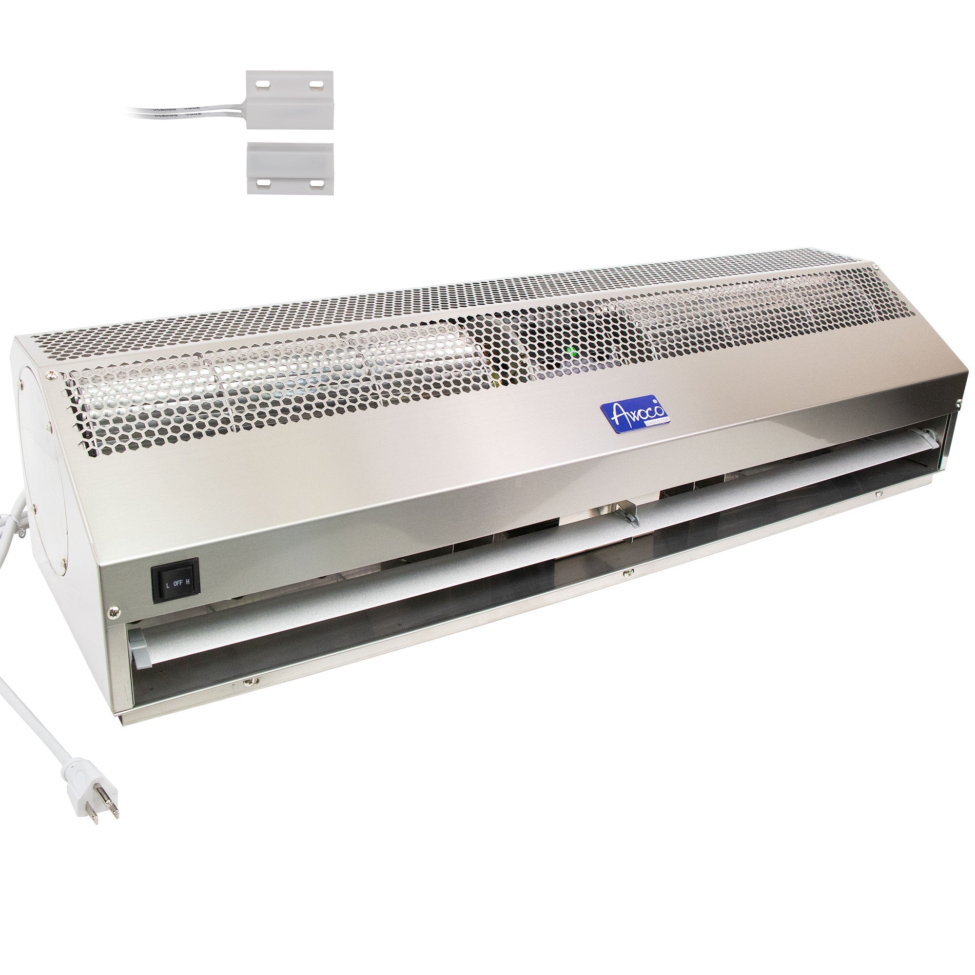 Awoco Stainless Steel Super Power 2 Speeds Commercial Indoor Air Curtain, 120V Unheated with an Easy-Install Magnetic Door Switch - FM1506-SS