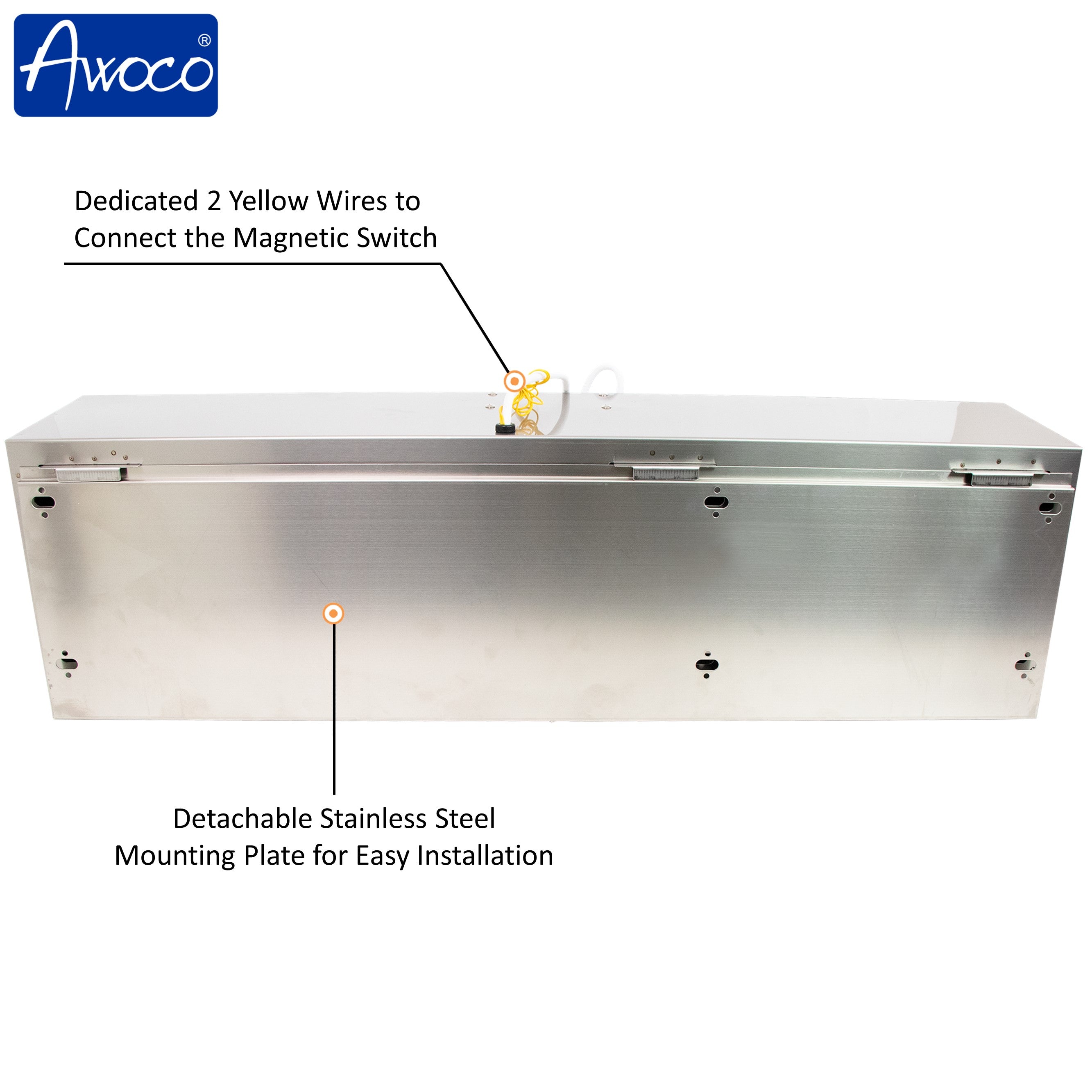 Awoco Stainless Steel Super Power 2 Speeds Commercial Indoor Air Curtain, 120V Unheated with an Easy-Install Magnetic Door Switch - FM1506-SS