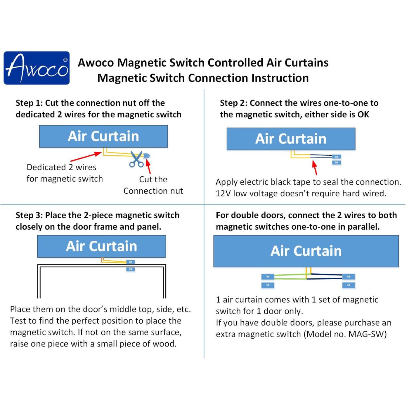 Awoco FM35-ETL Elegant 1 Speed Air Curtains, 120V Unheated and ETL Sanitation Listed - FM3509-ETL