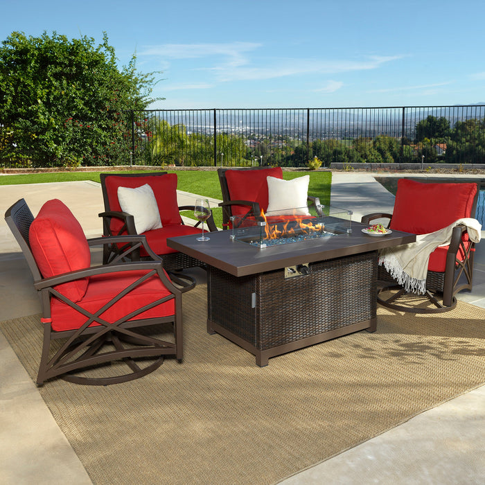 Novi 5-Piece Outdoor Fire Pit Table Set for Patio