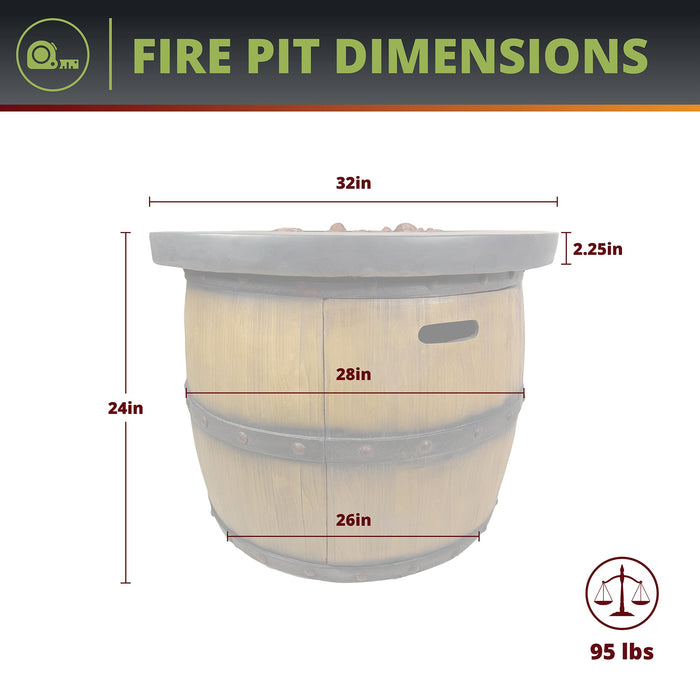 Miller 32" Outdoor Barrel Fire Pit for Patio