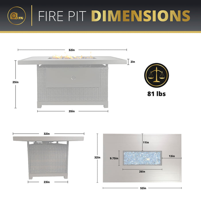 Novi 52" Multi-Functional Outdoor Propane Fire Pit Table – 50,000 BTU, CSA Certified