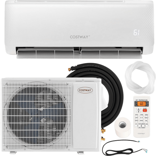 Costway 12000 BTU 21 SEER2 208-230V Ductless Mini Split Air Conditioner Heat Pump System Remote Control New - FP10412US-WH