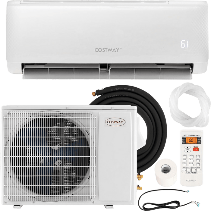 Costway 12000 BTU 21 SEER2 208-230V Ductless Mini Split Air Conditioner Heat Pump System Remote Control New - FP10412US-WH