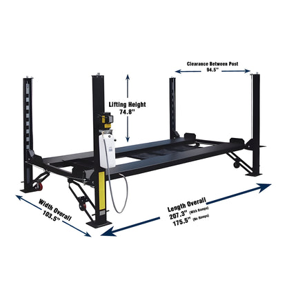 Tuxedo FP8K-DX 8,000 lb Deluxe Storage Lift - Poly casters, drip trays, jack tray - FP8K-DX