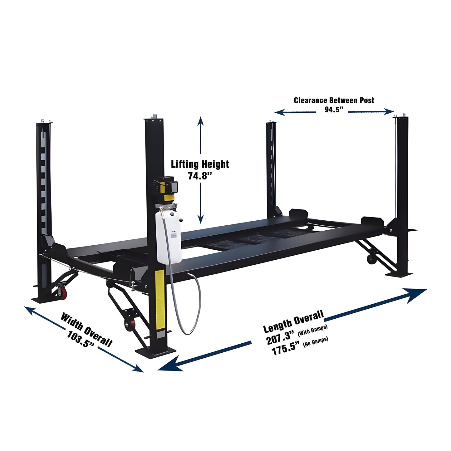 Tuxedo FP8K-DX 8,000 lb Deluxe Storage Lift - Poly casters, drip trays, jack tray - FP8K-DX