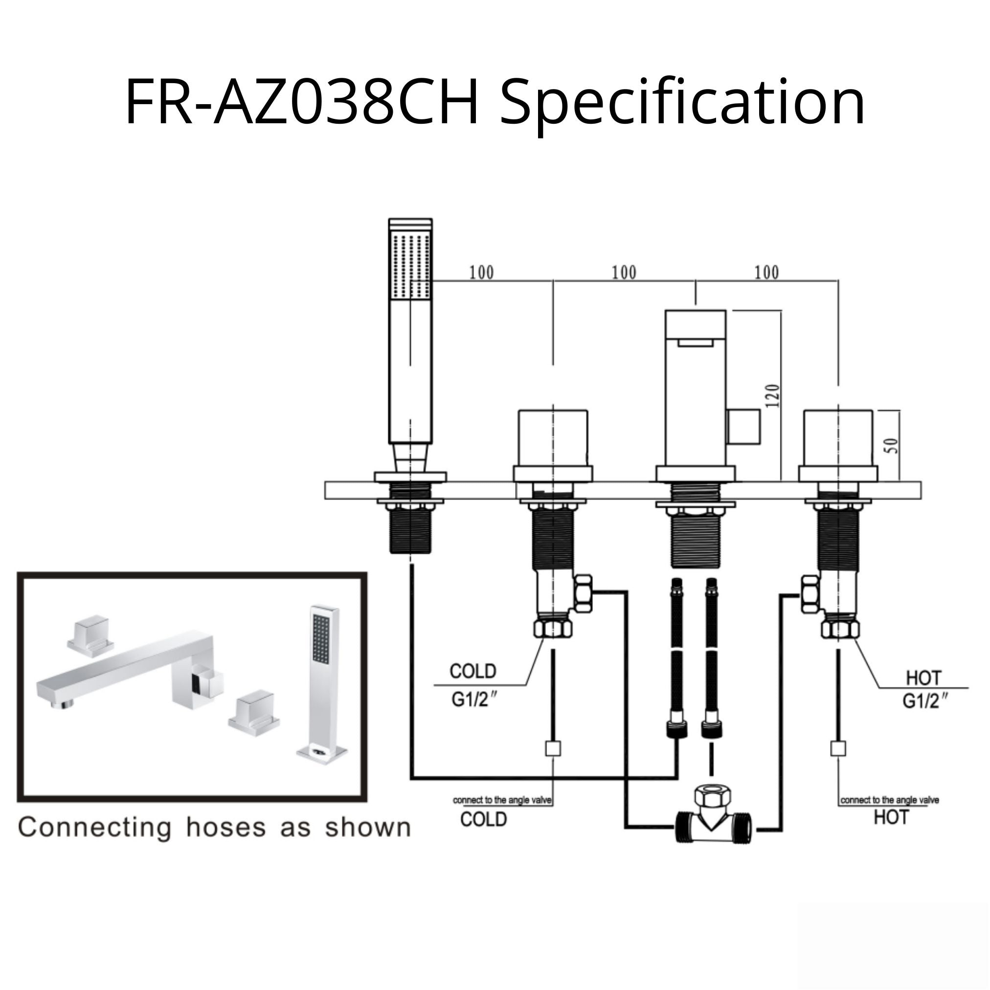 Anzzi Vernal 2-Handle Deck-Mount Roman Tub Faucet FR-AZ038CH - FR-AZ038CH