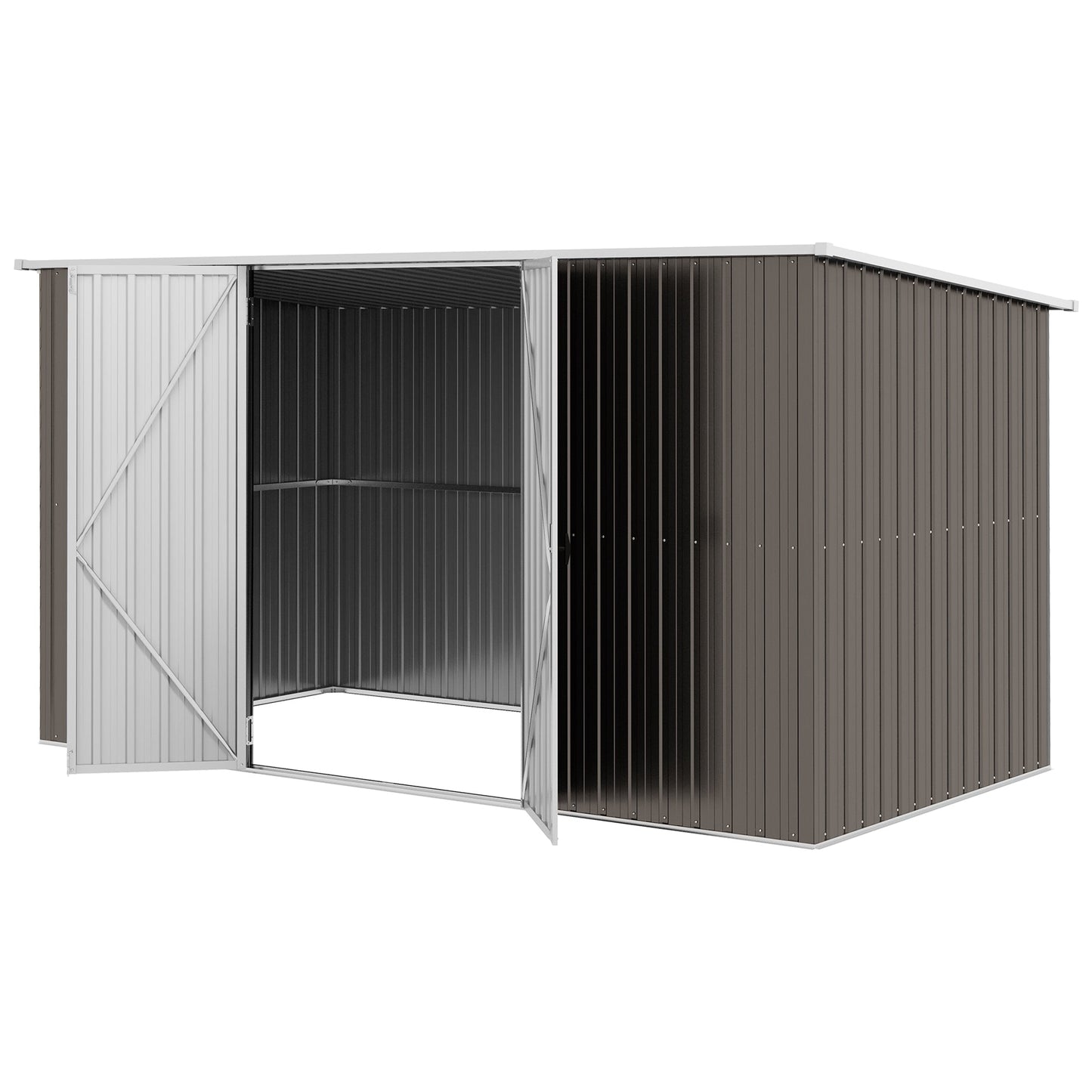 Outsunny 11' x 6' Metal Storage Shed with Lockable Door for Backyard, Garden, Lawn, Light Gray - 845-680V01LG