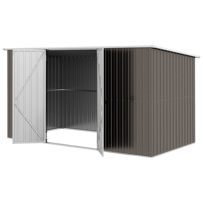 Outsunny 11' x 6' Metal Storage Shed with Lockable Door for Backyard, Garden, Lawn, Light Gray - 845-680V01LG
