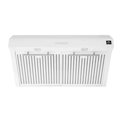 Forno 5-Piece Appliance Package - 30-Inch Induction Range, Under Cabinet Range Hood, Refrigerator with Water Dispenser, Dishwasher, and 30-Inch Microwave Oven in White with Stainless Steel Trim - APW5-905-30WHT-MWO30