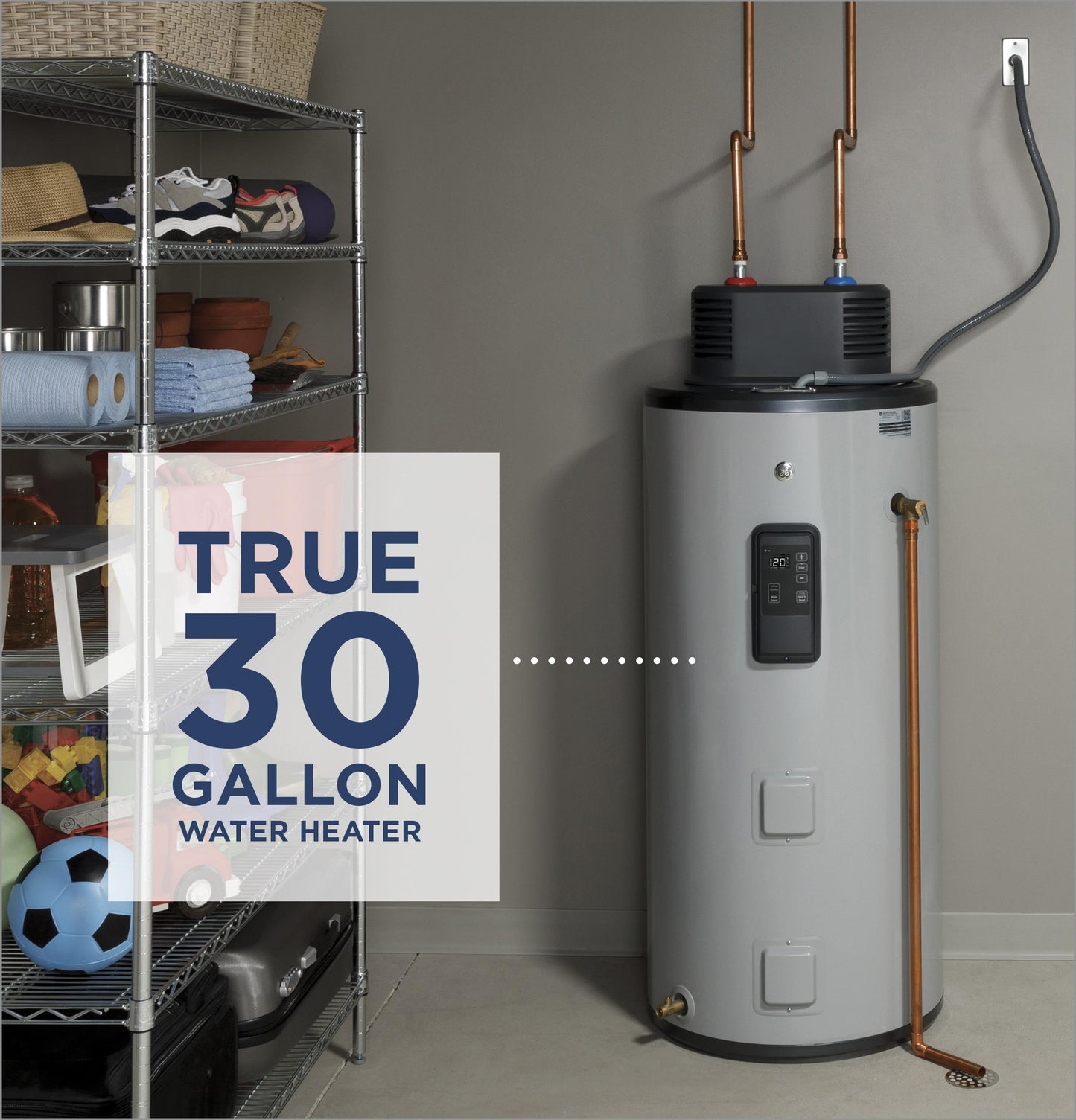 GE APPLIANCES Smart 30 Gallon Electric Water Heater with Flexible Capacity Gray - GE30S10BMM