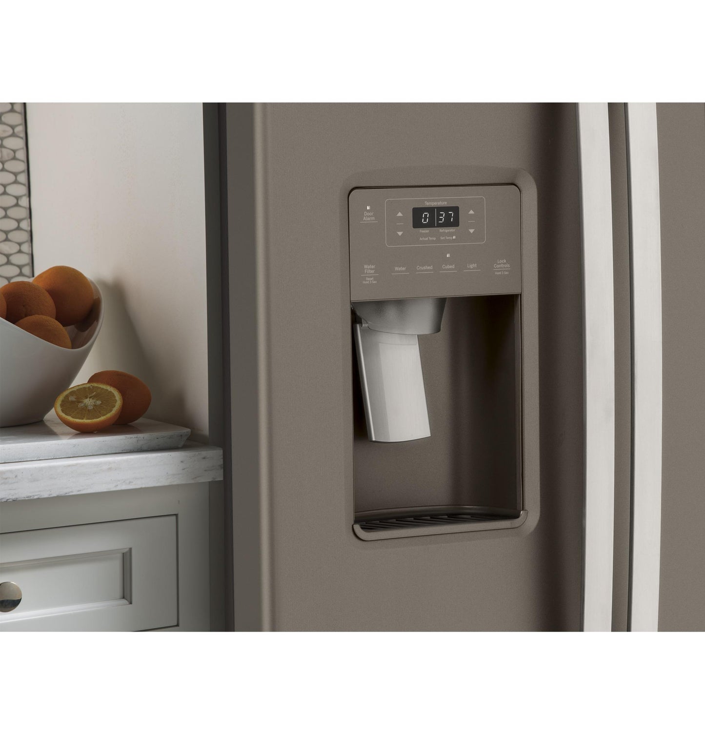 GE APPLIANCES 21.8 Cu. Ft. Counter-Depth Fingerprint Resistant Side-By-Side Refrigerator in Stainless Steel - GZS22IYNFS