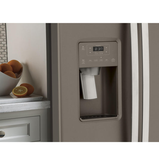 GE APPLIANCES 21.8 Cu. Ft. Counter-Depth Fingerprint Resistant Side-By-Side Refrigerator in Stainless Steel - GZS22IYNFS