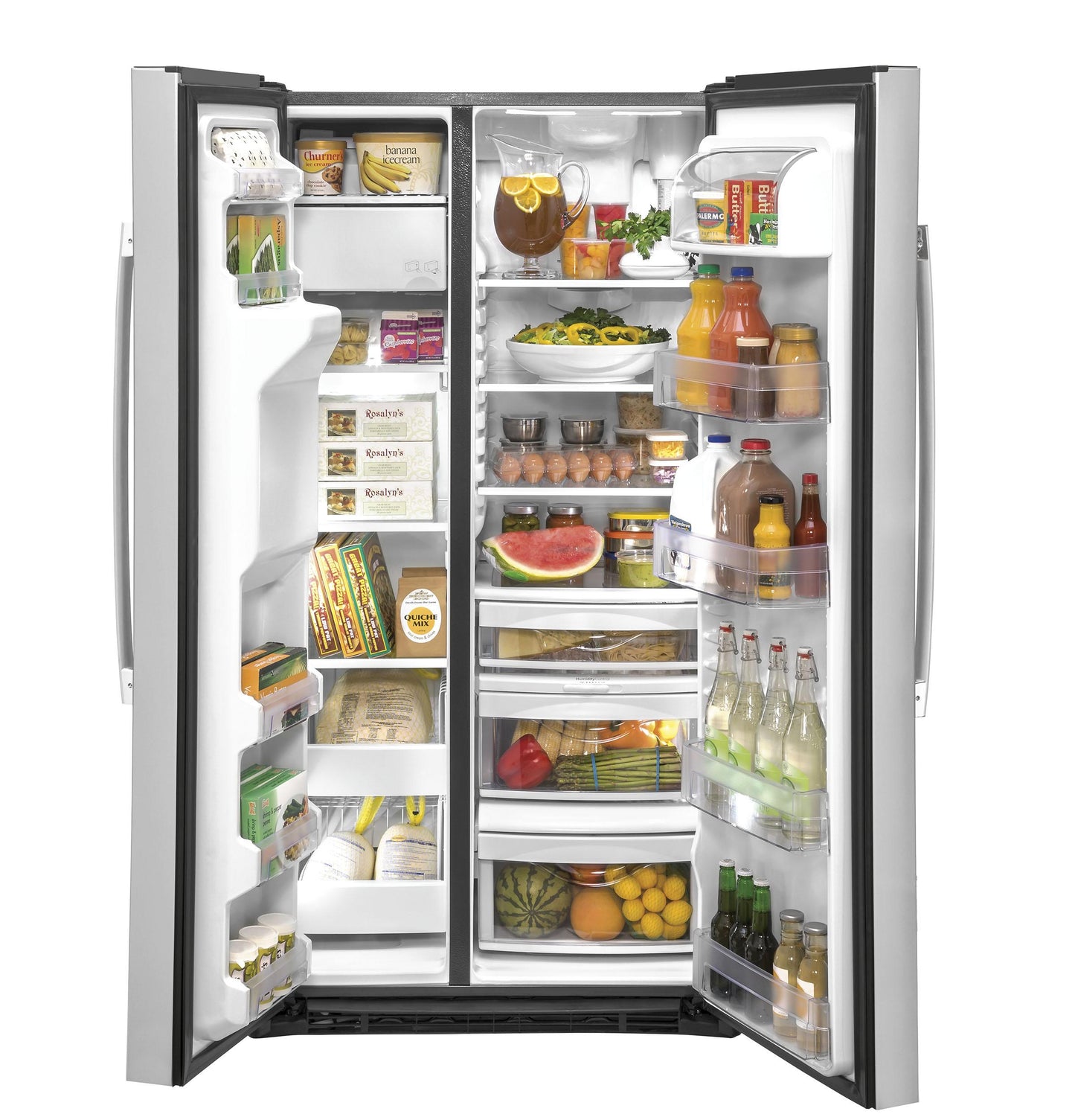 GE APPLIANCES 21.8 Cu. Ft. Counter-Depth Fingerprint Resistant Side-By-Side Refrigerator in Stainless Steel - GZS22IYNFS