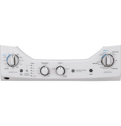 GE APPLIANCES GE Unitized Spacemaker 3.8 cu. ft. Capacity Washer with in Stainless Steel Basket and 5.9 cu. ft. Capacity Gas Dryer White - GUD27GSSMWW
