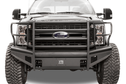 Fab Fours FS08-Q1960-1 Ford F250/F350 Superduty 2008-2010 Black Steel Elite Front Bumper Full Guard with Tow Hooks