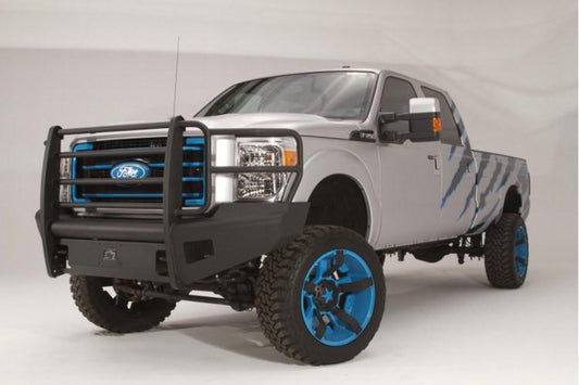 Fab Fours FS11-Q2560-1 Ford F250/F350 Superduty 2011-2016 Black Steel Elite Front Bumper Full Guard with Tow Hooks