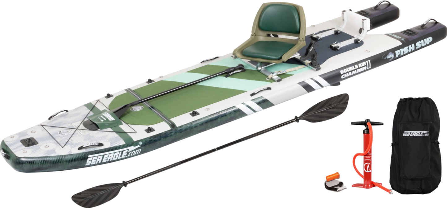 Sea Eagle FS1210K_FR 12'10" FishSUP 1210 Inflatable Fishing Paddleboard Swivel Seat Fishing Rig Package New - FS1210K_FR