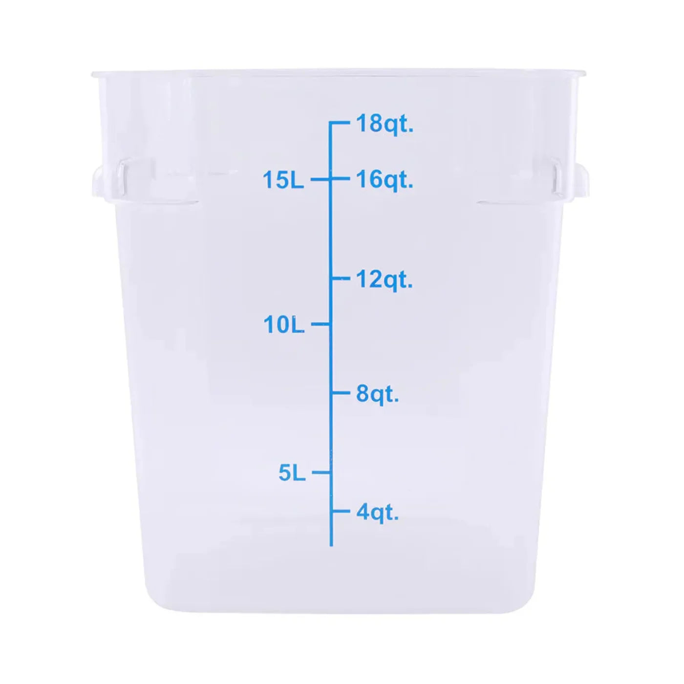 CAC China Food Storage Container Square PC Clear 18QT Case of 12 Pcs -FS1P-SQ18C
