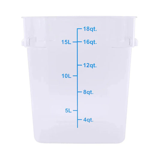 CAC China Food Storage Container Square PC Clear 18QT Case of 12 Pcs -FS1P-SQ18C