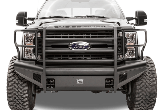 Fab Fours FS99-Q1660-1 Ford F250/F350 Superduty 1999-2004 Black Steel Elite Front Bumper Full Guard with Tow Hooks