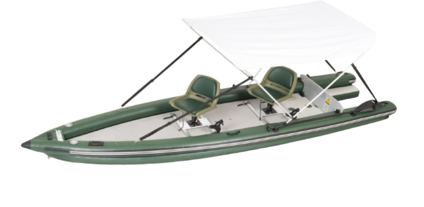 Sea Eagle FSK16K_SWC FishSkiff 16 Inflatable Fishing Boat 2 Person Swivel Seat Canopy Package New - FSK16K_SWC