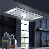 Faber Stratus Isola White Glass Ceiling Mount Island Range Hood With Size Options - STRTIS36WHNB