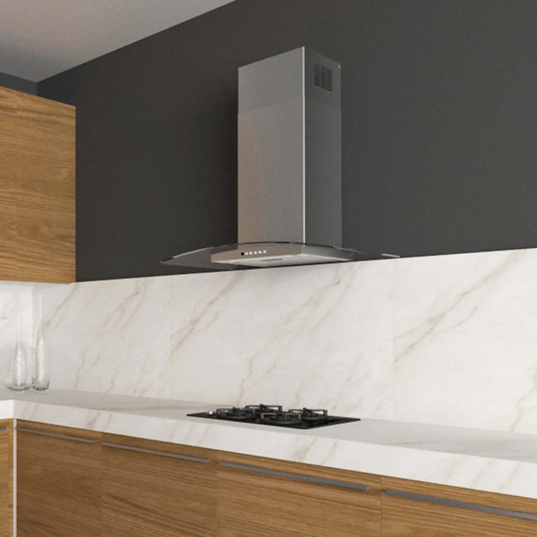 Faber Tratto Wall Mount Range Hood with Size Options In Stainless Steel - TRAT30SSV