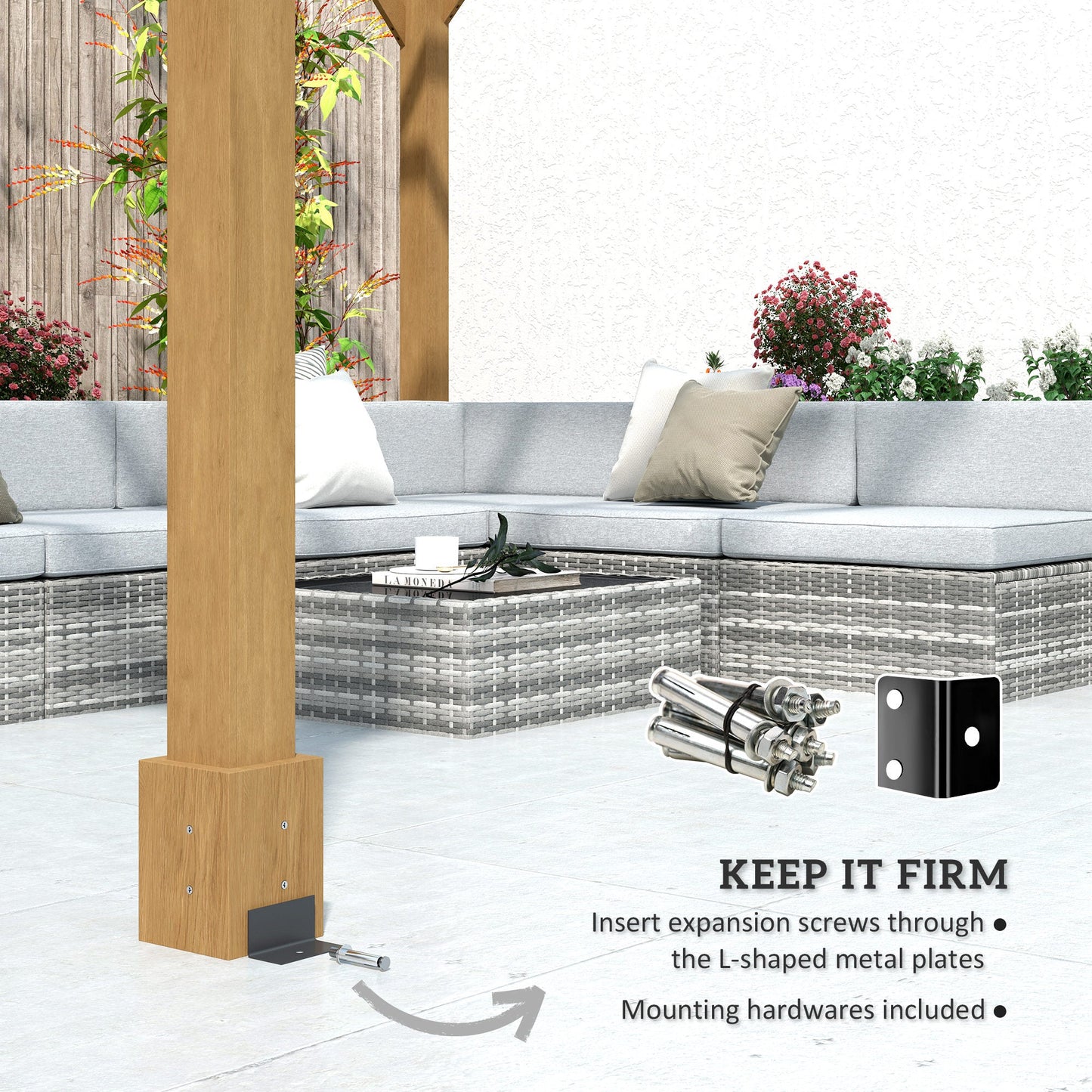 Outsunny 10' x 12' Wood Pergola with Arched Roof Trellis for Climbing Plants, Dark Brown - 84C-572V00DR