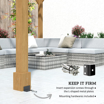 Outsunny 10' x 12' Wood Pergola with Arched Roof Trellis for Climbing Plants, Dark Brown - 84C-572V00DR