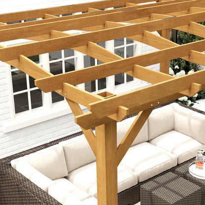 Outsunny 10' x 12' Wood Pergola with Arched Roof Trellis for Climbing Plants, Dark Brown - 84C-572V00DR