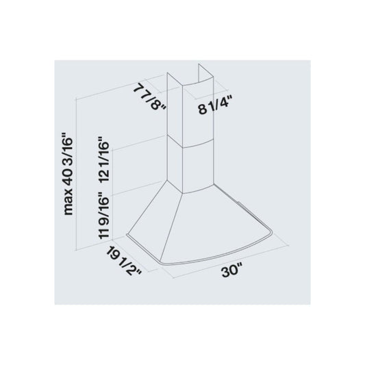 Falmec Afrodite 600 Cfm Wall Mount Range Hood in Stainless Steel - Fpafx30w6ss