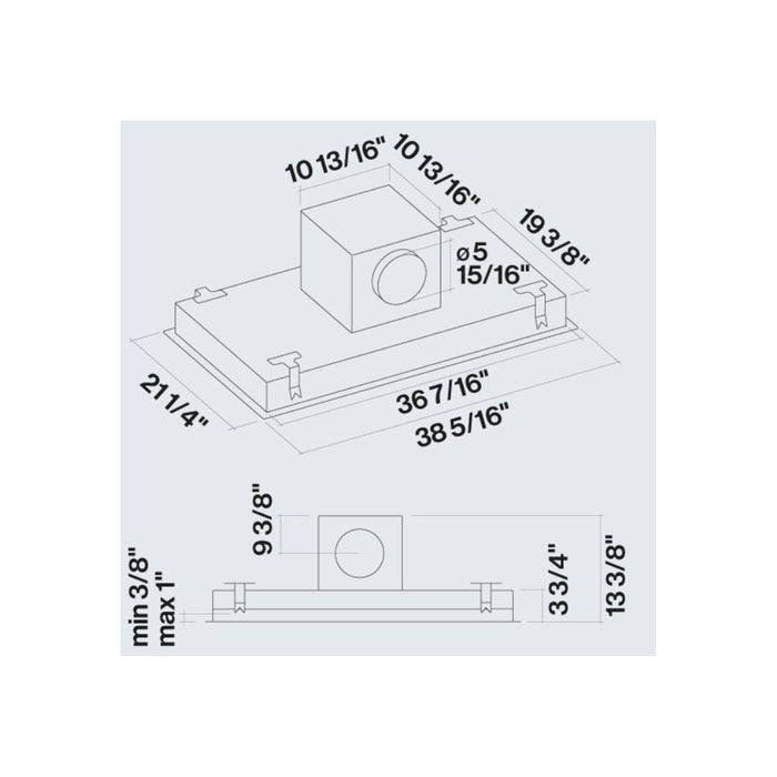 Falmec Nube 36 In. 600 Cfm Flush Ceiling Mount Range Hood in Stainless Steel - Fdnub36c6ss-R