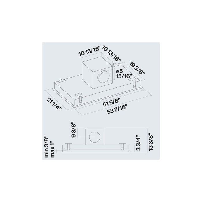 Falmec Nuvola 54 in. 600 CFM Flush Ceiling Mount Range Hood - Motor Required - FDNUV36C6SS-R1