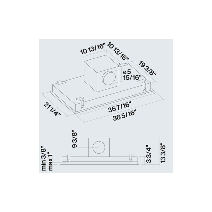 Falmec Stella 600 Cfm Flush Ceiling Mount Range Hood -Motor Required - Fdste36c6ss-R