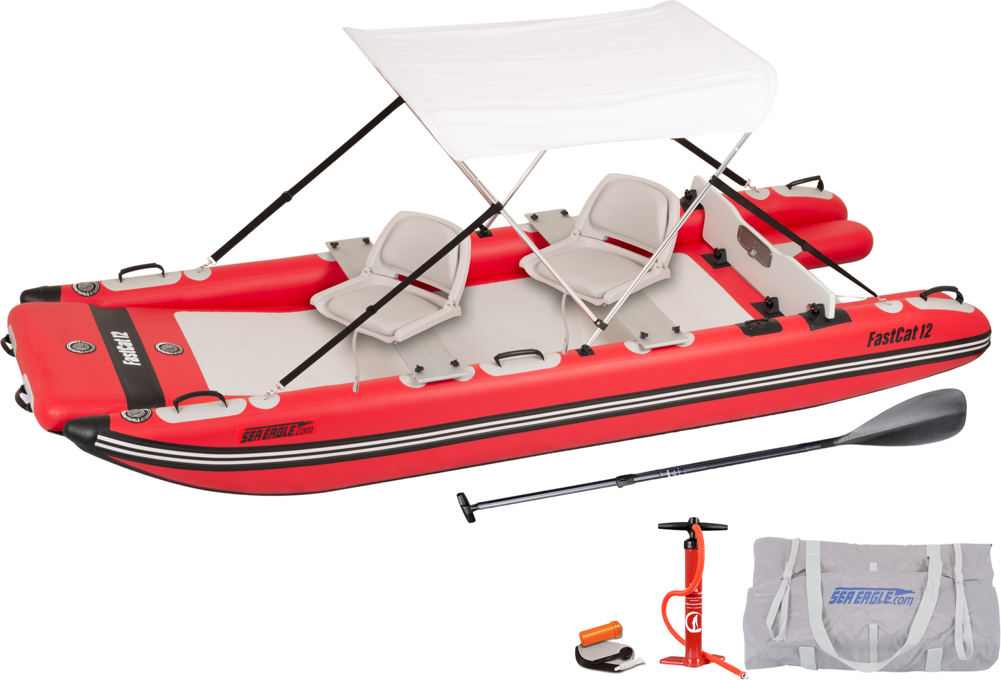Sea Eagle FASTCAT12K_SWC Catamaran Inflatable Boat Swivel Seat Canopy Package New - FASTCAT12K_SWC