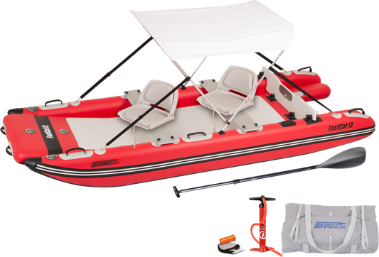 Sea Eagle FASTCAT12K_SWC Catamaran Inflatable Boat Swivel Seat Canopy Package New - FASTCAT12K_SWC