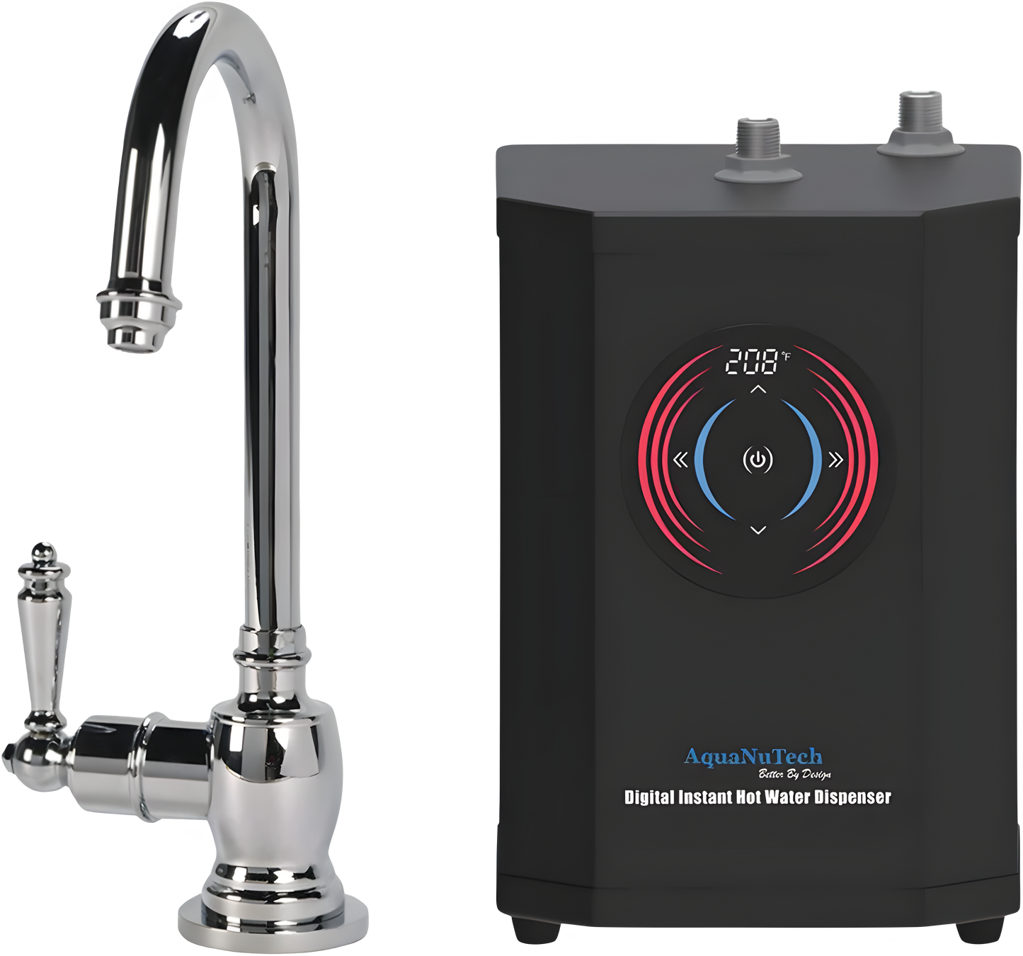 AquaNuTech Digital Instant Hot Water Dispenser with Hot Only Contemporary C-Spout Faucet New - HT-H2400-CH