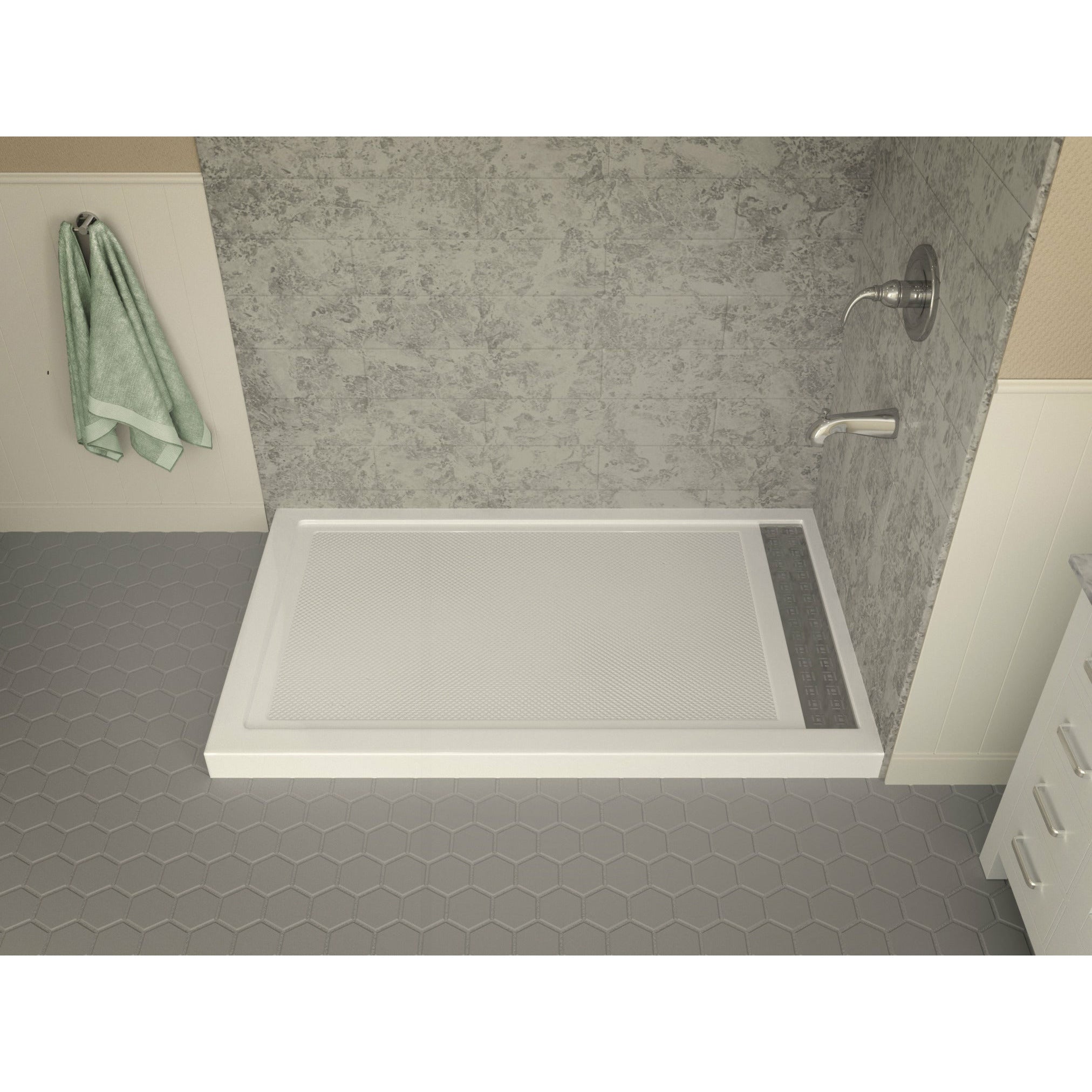 Anzzi Field Series 60 in. x 36 in. Shower Base in White SB-AZ012WR - SB-AZ012WR