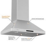 Awoco RH-WT-C Wall Mount Stainless Steel Range Hood, 3 Speeds, 6” Round Top Vent, 800CFM, 2 LED Lights, with Remote Control - RH-WT-C30