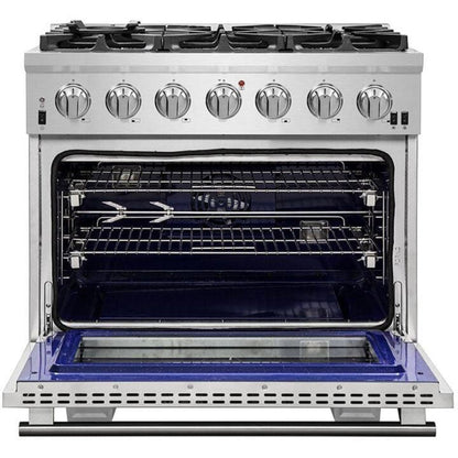 Forno Appliance Package - 36 Inch Gas Burner/Electric Oven Pro Range, Wall Mount Range Hood, Dishwasher, AP-FFSGS6187-36-W-2