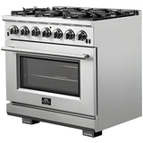 Forno Appliance Package - 36 Inch Pro Gas Range, Range Hood, Refrigerator, Microwave Drawer, Dishwasher, Wine Cooler, AP-FFSGS6260-36-9