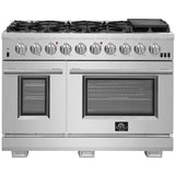 Forno Appliance Package - 48 Inch Pro Gas Range, Refrigerator, Microwave Drawer, Dishwasher, AP-FFSGS6260-48-7