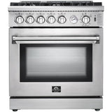 Forno Appliace Package - 30 Inch Gas Range, Wall Mount Range Hood, Refrigerator, Microwave Drawer, Dishwasher, AP-FFSGS6275-30-W-8